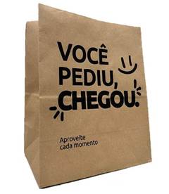 SACO KRAFT PARA DELIVERY VOCÊ PEDIU CHEGOU VINCO G 34X25X15CM PACOTE COM 50 UNIDADES