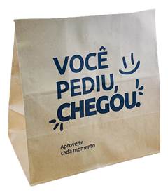 SACO KRAFT PARA DELIVERY VOCÊ PEDIU CHEGOU VINCO GG 32X30X18CM PACOTE COM 50 UNIDADES
